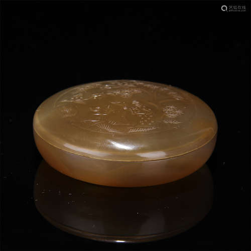 CHINESE AGATE INK PASTA ROUND BOX