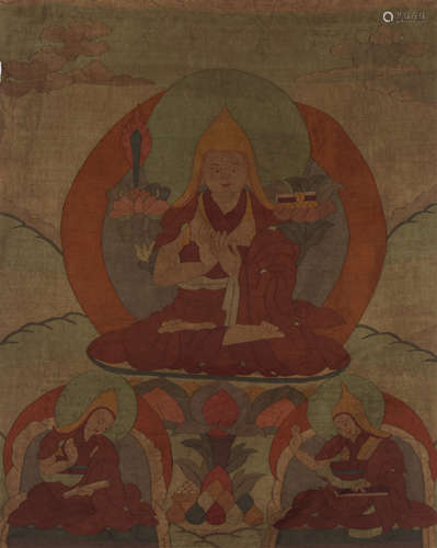 CHINESE KESI SEATED BUDDHA THANGKA