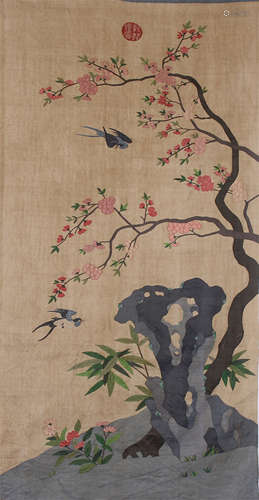 CHINESE KESI BIRD AND FLOWER TEXTILE