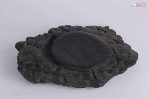 CHINESE BLACK STONE CARVED INKSTONE