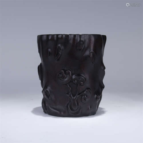 CHINESE ZITAN LINGCHI BRUSH POT