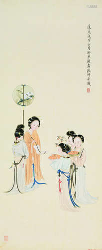 改琦（1773～1828） 道光戊子（1828）年作 仕女 镜心 设色纸本