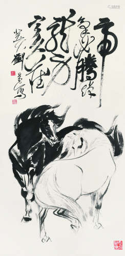 刘旦宅（1931～2011） 癸亥（1983）年作 双骏图 立轴 水墨纸本