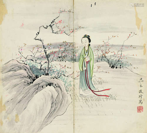 改琦（1773～1828） 仕女一帧 镜框 设色纸本