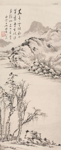 申石伽（1906～2001） 1991年作 山水 立轴 水墨纸本