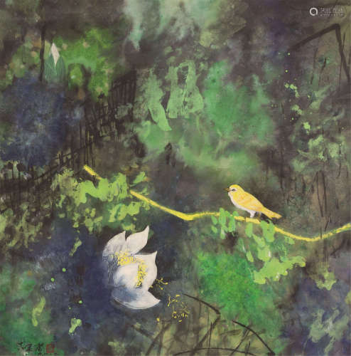 袁运甫（1933～2017） 1991年作 花鸟 镜框 设色纸本