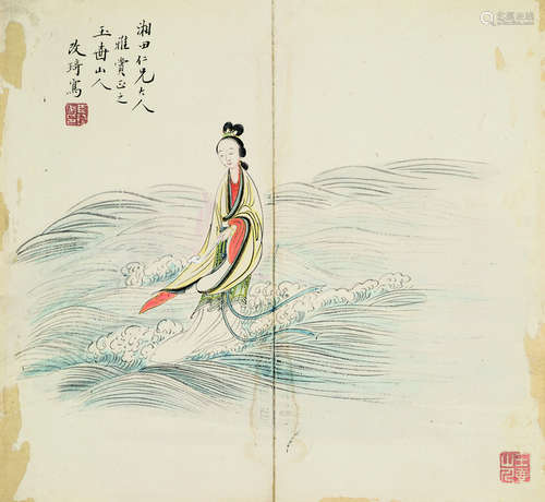 改琦（1773～1828） 仕女一帧 镜框 设色纸本