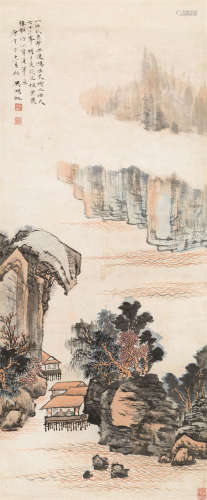 吴湖帆（1894～1968） 庚午（1930）年作 一江秋色 立轴 设色纸本
