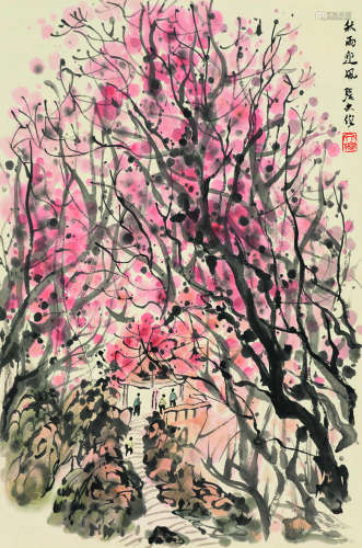 张文俊（b.1963） 秋雨迎风 镜心 设色纸本