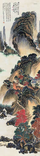 冯超然（1882～1954） 丙寅（1926）年作 山水 立轴。 设色纸本