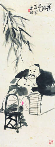 周思聪（1939～1996） 人物 镜框 设色纸本