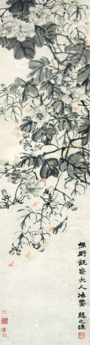 赵之谦（1829～1884） 芙蓉 立轴 设色纸本