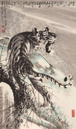 曹怀义（b.1945） 丁亥（2007）年作 上山虎 镜心 设色纸本