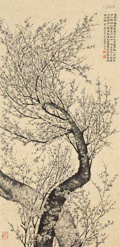 陶冷月（1895～1985） 白梅图 立轴 水墨纸本