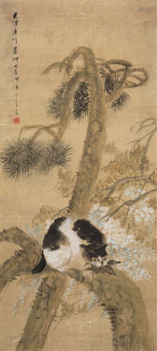 王一亭（1867～1938） 猫趣 镜心 设色绢本