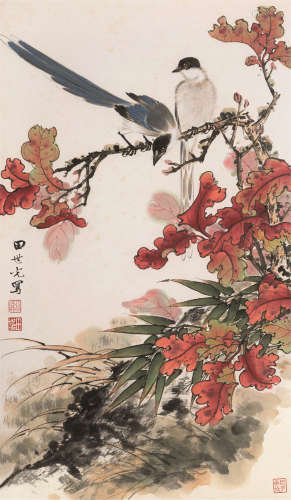 田世光（1916～1999） 花鸟 镜框 设色纸本