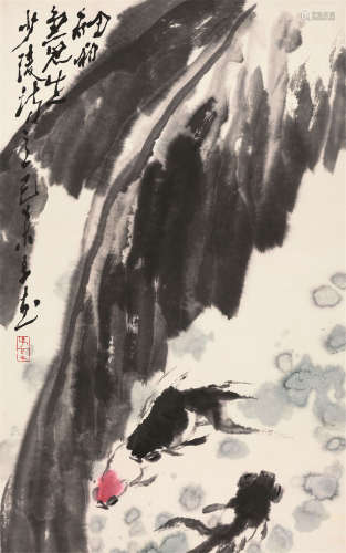 王子武（b.1936） 己未（1979）年作 细雨鱼儿出 立轴 设色纸本