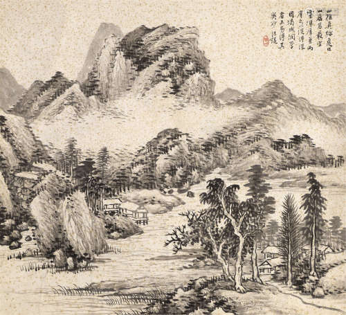 汪琨（1877～1946） 夏日山居图 镜心 水墨纸本