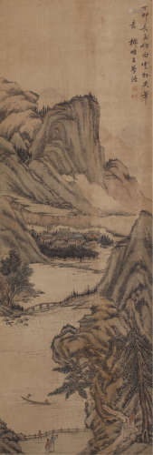 王学浩（1754～1832） 泛舟图 立轴 设色绢本