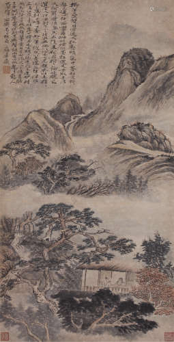 石涛（1642～约1707） 拟古山水 立轴 设色纸本