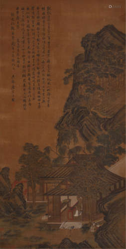 唐寅（1470～1523） 抚琴图 立轴 设色绢本