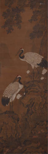 沈铨（1682～1760） 双鹤图 立轴 设色绢本