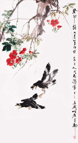 王雪涛(1903-1982)八哥凌霄花