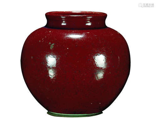 清代 红釉罐