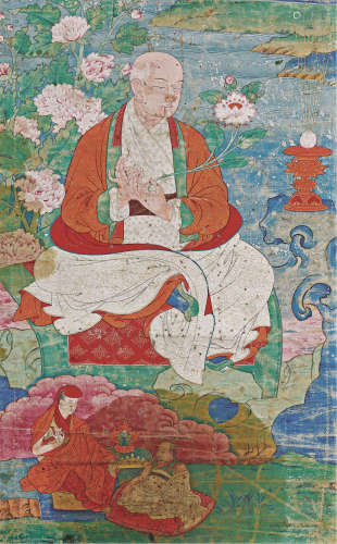 17世纪 贡嘎宁波唐卡（局部） 棉布矿物胶彩