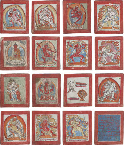 18-19世纪 坛城修法扎卡 （一套十六张） 纸本矿物胶彩