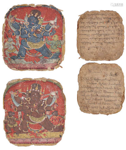 14-15世纪 嘿茹迦扎卡 （一组两张） 纸本矿物胶彩
