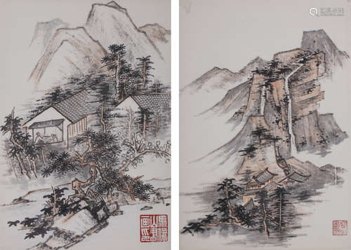 马宝山（1911～2004 ） 山水 （二帧） 镜心 设色纸本