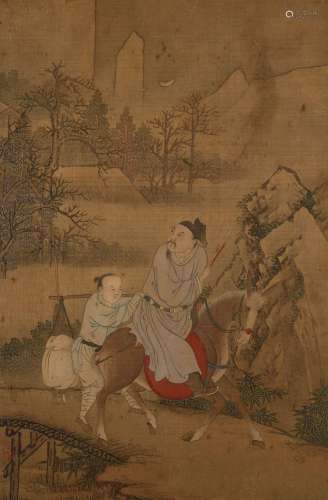 CINQ PEINTURES À L'ENCRE ET COULEURS SUR SOIE, Chine, dynastie Qing, XIXe siècle