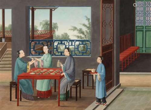 DEUX PEINTURES À L'ENCRE ET COULEURS SUR PAPIER, ÉCOLE CHINOISE, Chine, dynastie Qing, XIXe siècle