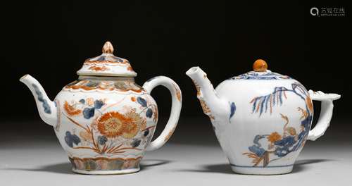 TWO IMARI TEAPOTS.