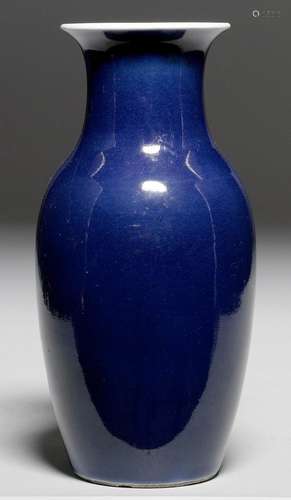 A POWDER BLUE OVOID VASE.