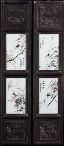 20th Century -A Pair Od Procelain Plaque (Li MingLiang Mark)