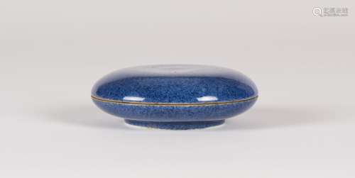 Qing-A Blue Glazed Seal Paste Cover Box and Cover