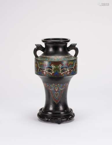 Late Qing-A Bronze Cloisonne Vase