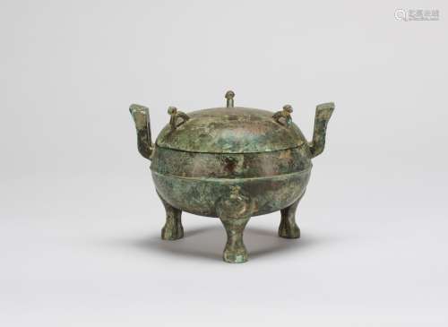 Antique-A Bronze Tri-Pod Censer And Cover
