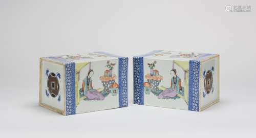 Qing -A Pair Of Famille-Glaze ‘Beauties’ Pillow