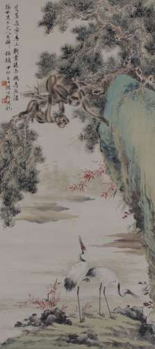 Yang Xiaoliu(1907-1991)Ink And Color On Paper,Hanging ScrollSigned And Seals