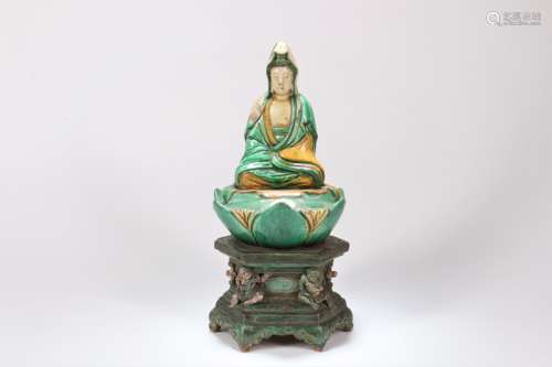 A Chinese Glazed Porcelain Buddha Statue