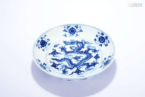 A Chinese Blue and White Porcelain Plate