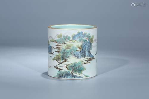 A Chinese Famille Rose Porcelian Brush Pot