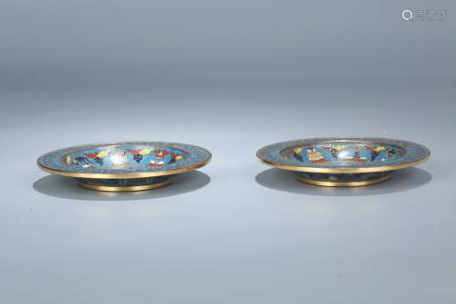 A Pair of Chines Cloisonne Plate
