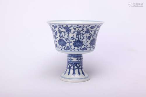 A Chinese Blue and White High Stand Porcelian Cup