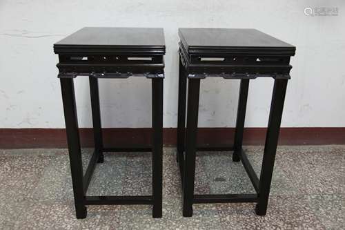 A Pair of Chinese Zitan wood Stools