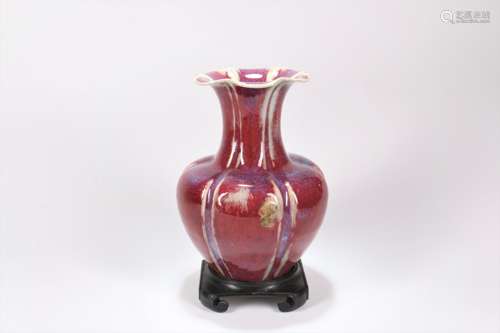 A Chinese Jun-Type  Porcelain Vase with Base