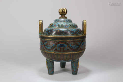 A Chinese Closinne Incense Burner